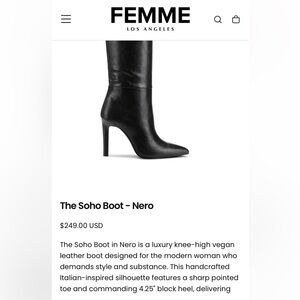 FEMME - The SOHO Boot - Nero. US size 7/Euro 37